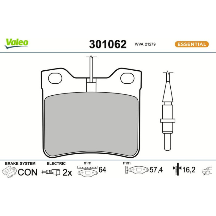 Valeo 301062 Bremsbelagsatz, Scheibenbremse ESSENTIAL Valeo 301062 Bremsbelagsatz, Scheibenbremse ESSENTIAL
