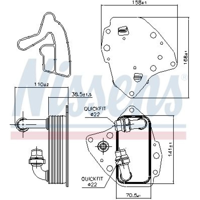 Nissens 90996 Ölkühler, Motoröl FIRST FIT