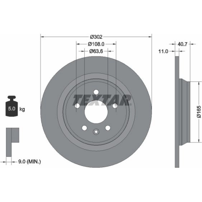 Textar 92162903 Bremsscheibe PRO
