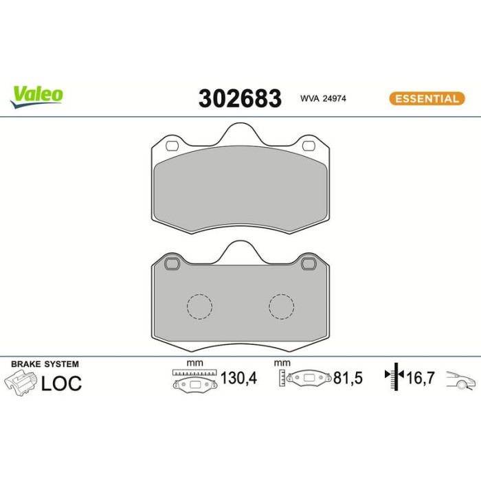 Valeo 302683 Bremsbelagsatz, Scheibenbremse ESSENTIAL Valeo 302683 Bremsbelagsatz, Scheibenbremse ESSENTIAL
