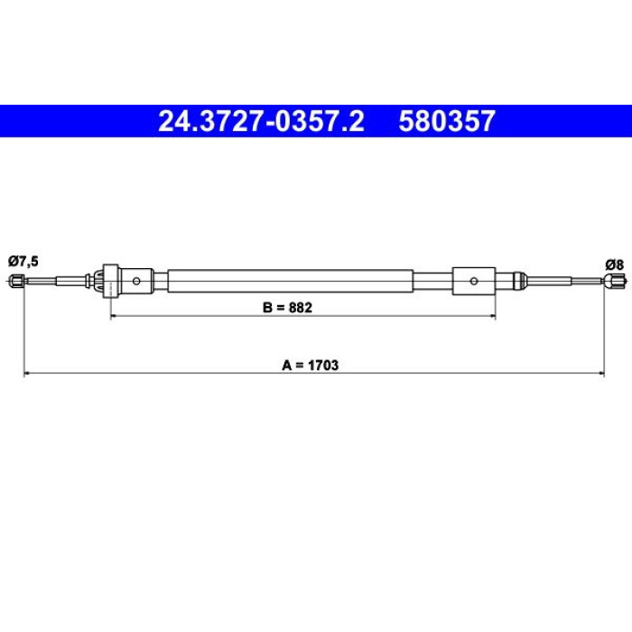 ATE 24.3727-0357.2 Seilzug, Feststellbremse ATE 24.3727-0357.2 Seilzug, Feststellbremse