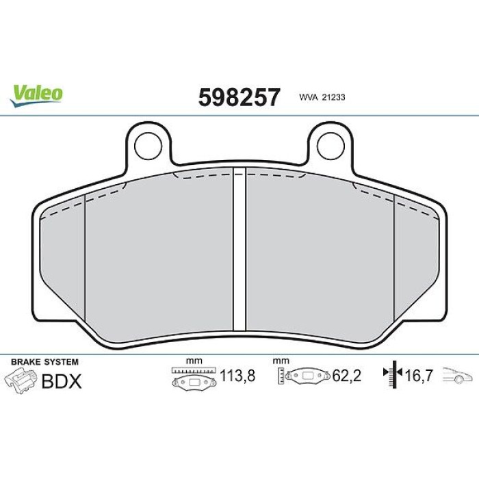 Valeo 598257 Bremsbelagsatz, Scheibenbremse Valeo 598257 Bremsbelagsatz, Scheibenbremse