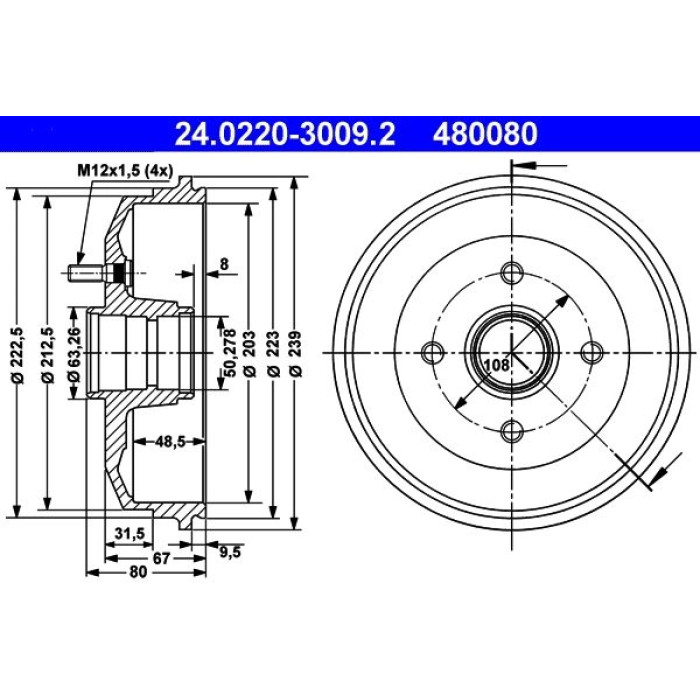ATE 24.0220-3009.2 Bremstrommel ATE 24.0220-3009.2 Bremstrommel