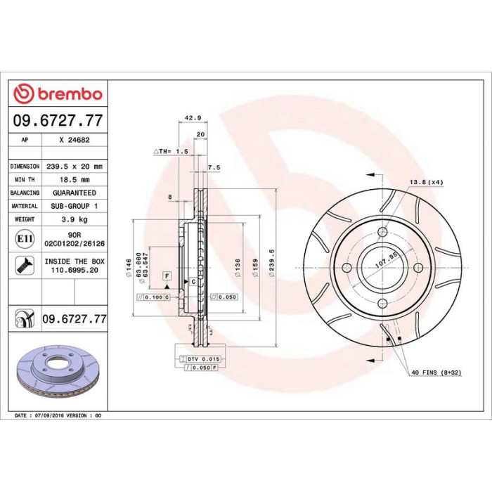 Brembo 09.6727.77 Bremsscheibe XTRA LINE - Max Brembo 09.6727.77 Bremsscheibe XTRA LINE - Max
