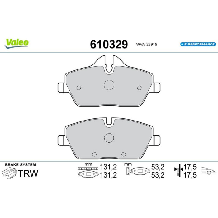 Valeo 610329 Bremsbelagsatz, Scheibenbremse E-PERFORMANCE Valeo 610329 Bremsbelagsatz, Scheibenbremse E-PERFORMANCE