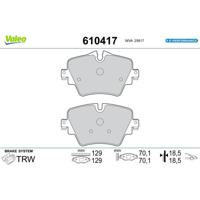 Valeo 610417 Bremsbelagsatz, Scheibenbremse E-PERFORMANCE