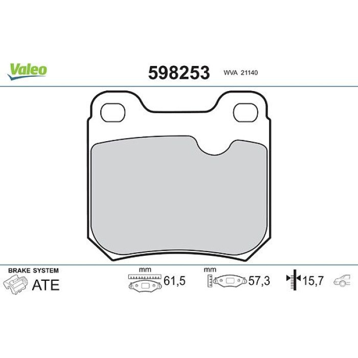 Valeo 598253 Bremsbelagsatz, Scheibenbremse Valeo 598253 Bremsbelagsatz, Scheibenbremse