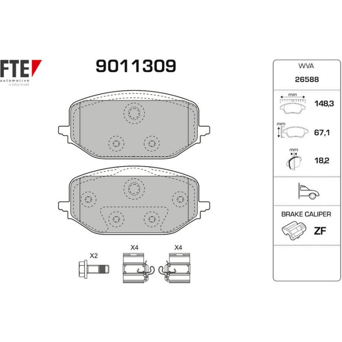 FTE 9011309 Bremsbelagsatz, Scheibenbremse