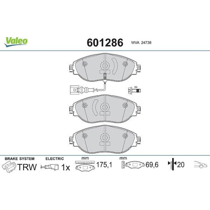 Valeo 601286 Bremsbelagsatz, Scheibenbremse Valeo 601286 Bremsbelagsatz, Scheibenbremse
