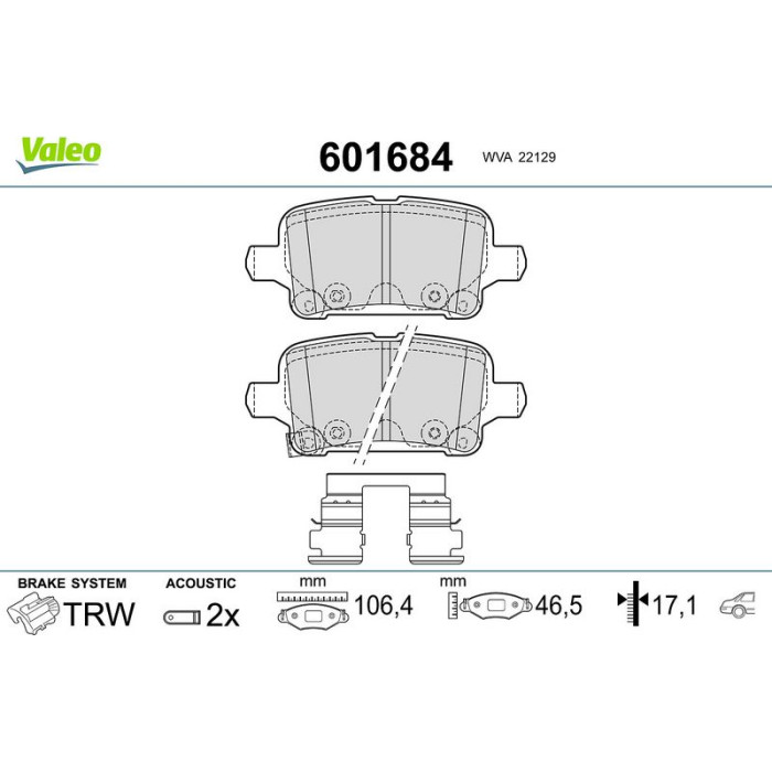 Valeo 601684 Bremsbelagsatz, Scheibenbremse Valeo 601684 Bremsbelagsatz, Scheibenbremse