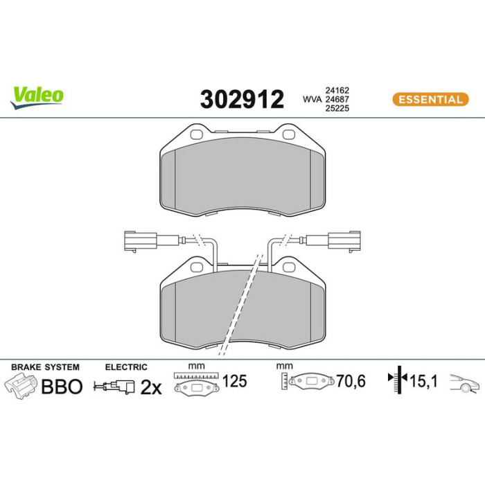 Valeo 302912 Bremsbelagsatz, Scheibenbremse ESSENTIAL