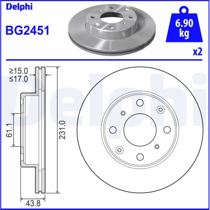 Delphi BG2451 Bremsscheibe Delphi BG2451 Bremsscheibe