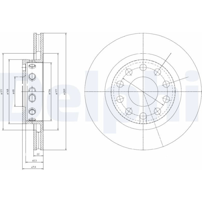 Delphi BG4058 Bremsscheibe Delphi BG4058 Bremsscheibe