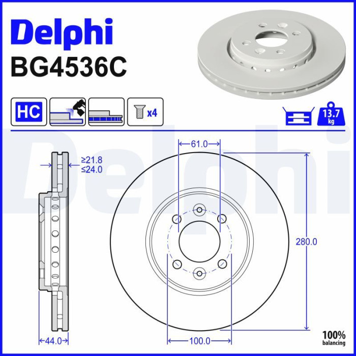 Delphi BG4536C Bremsscheibe Delphi BG4536C Bremsscheibe