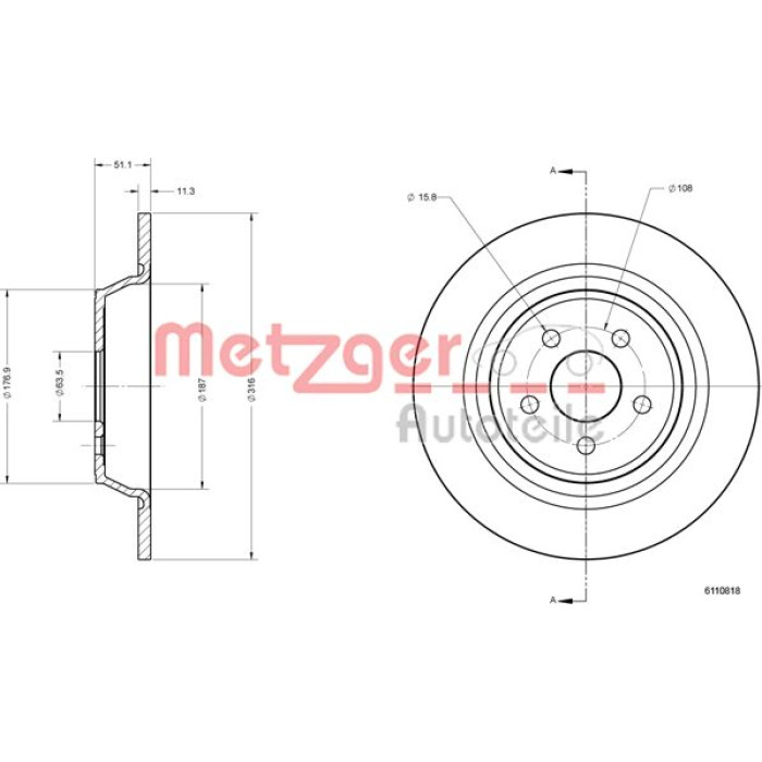 Metzger 6110818 Bremsscheibe Metzger 6110818 Bremsscheibe