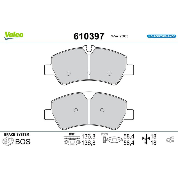 Valeo 610397 Bremsbelagsatz, Scheibenbremse E-PERFORMANCE Valeo 610397 Bremsbelagsatz, Scheibenbremse E-PERFORMANCE