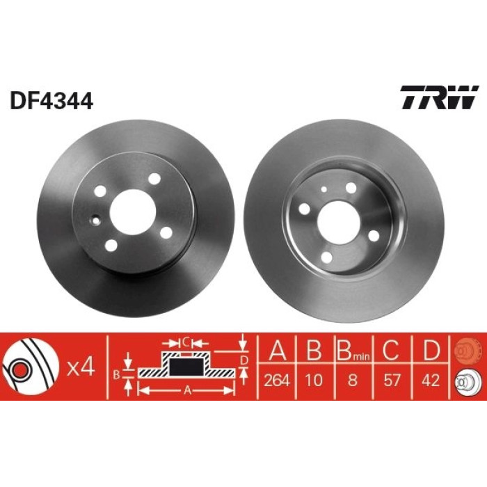 TRW DF4344 Bremsscheibe TRW DF4344 Bremsscheibe