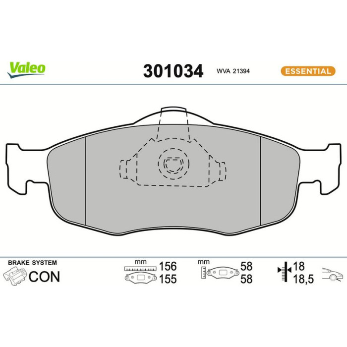 Valeo 301034 Bremsbelagsatz, Scheibenbremse ESSENTIAL