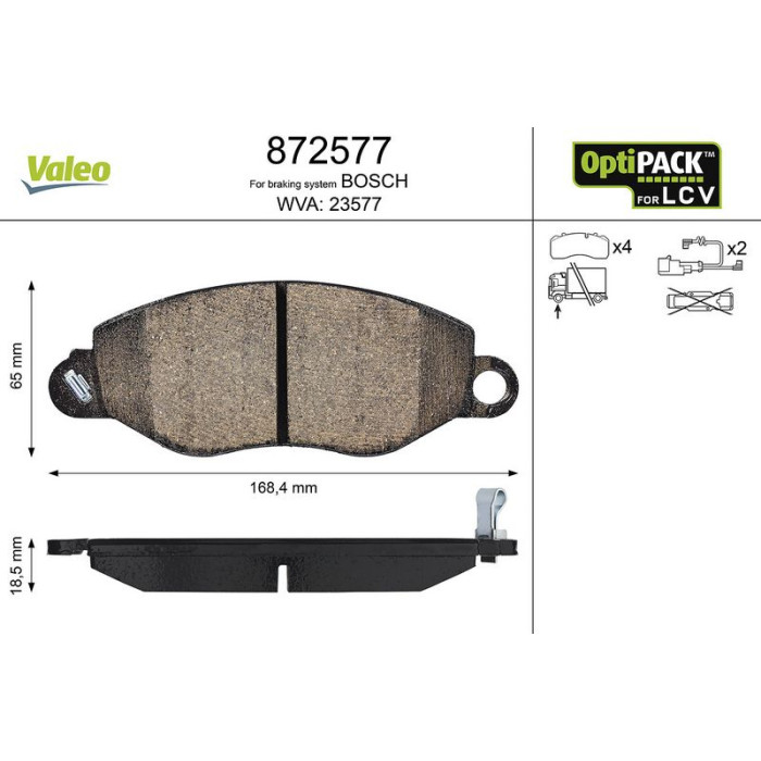 Valeo 872577 Bremsbelagsatz, Scheibenbremse OPTIPACK for LCV