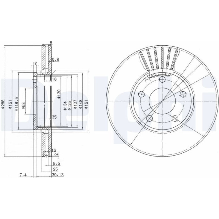 Delphi BG2745C Bremsscheibe Delphi BG2745C Bremsscheibe