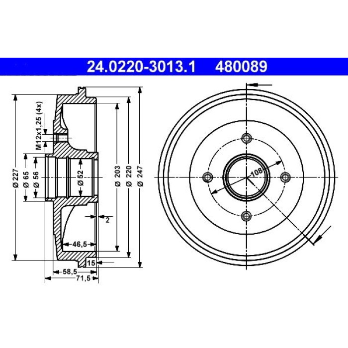 ATE 24.0220-3013.1 Bremstrommel ATE 24.0220-3013.1 Bremstrommel
