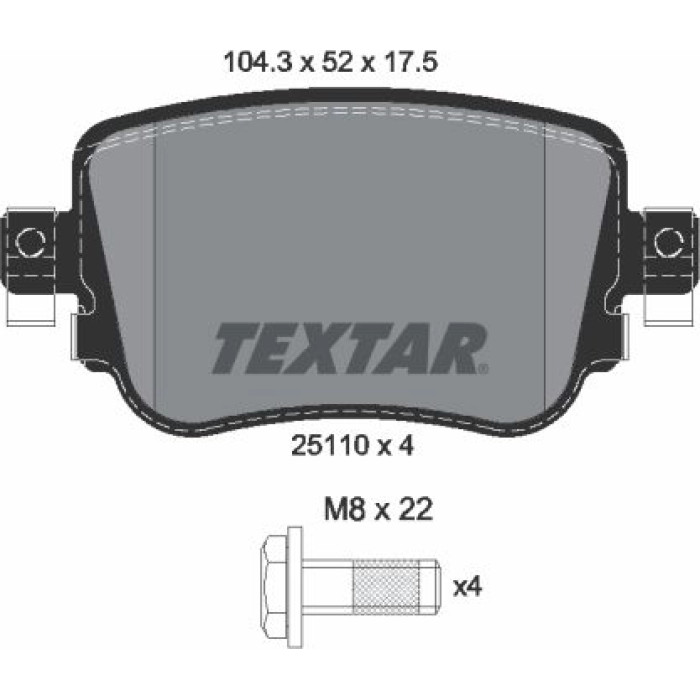 Textar 2511003 Bremsbelagsatz, Scheibenbremse Q+ Textar 2511003 Bremsbelagsatz, Scheibenbremse Q+