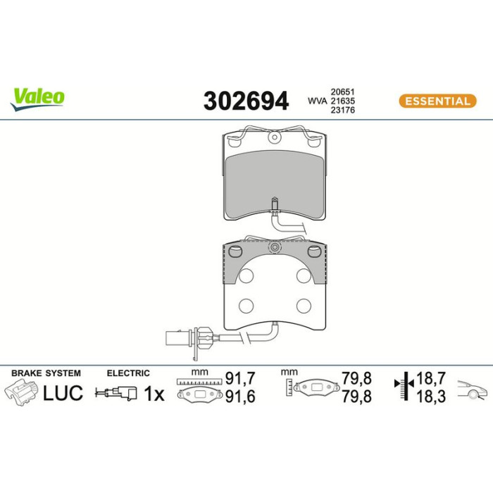 Valeo 302694 Bremsbelagsatz, Scheibenbremse ESSENTIAL