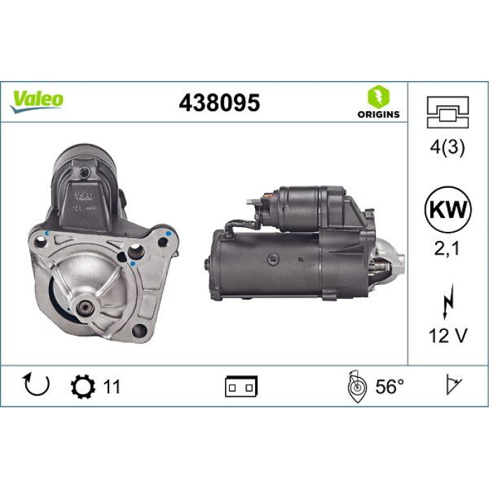 Valeo 438095 Starter ORIGINS - NEW O.E. TECHNOLOGIE Valeo 438095 Starter ORIGINS - NEW O.E. TECHNOLOGIE