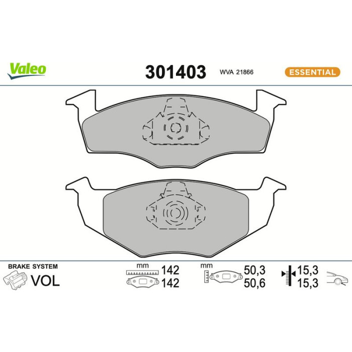 Valeo 301403 Bremsbelagsatz, Scheibenbremse ESSENTIAL Valeo 301403 Bremsbelagsatz, Scheibenbremse ESSENTIAL