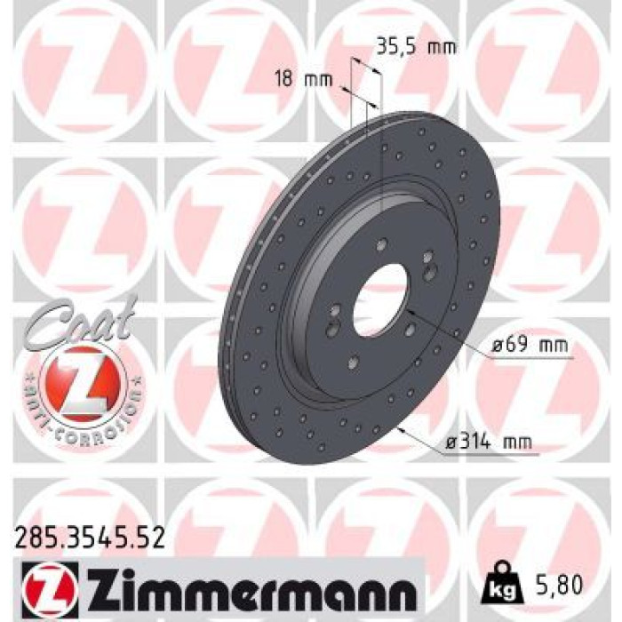 Zimmermann 285.3545.52 Bremsscheibe SPORT Z Zimmermann 285.3545.52 Bremsscheibe SPORT Z