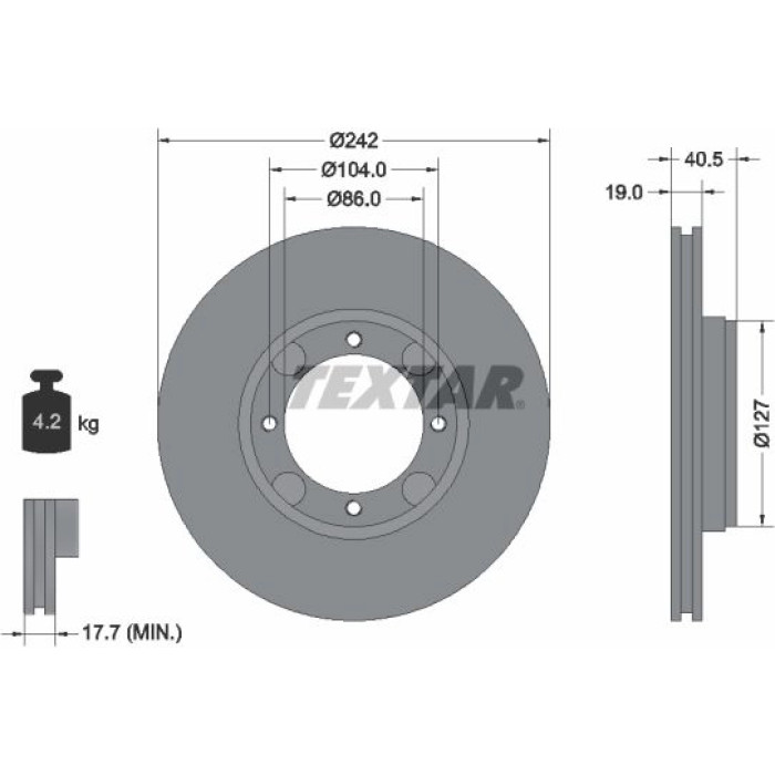 Textar 92062600 Bremsscheibe Textar 92062600 Bremsscheibe