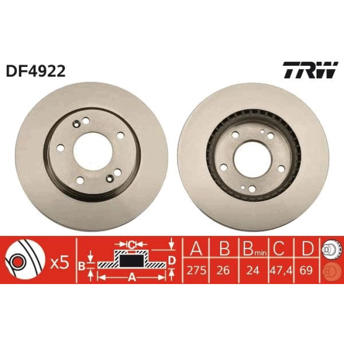 TRW DF4922 Bremsscheibe TRW DF4922 Bremsscheibe