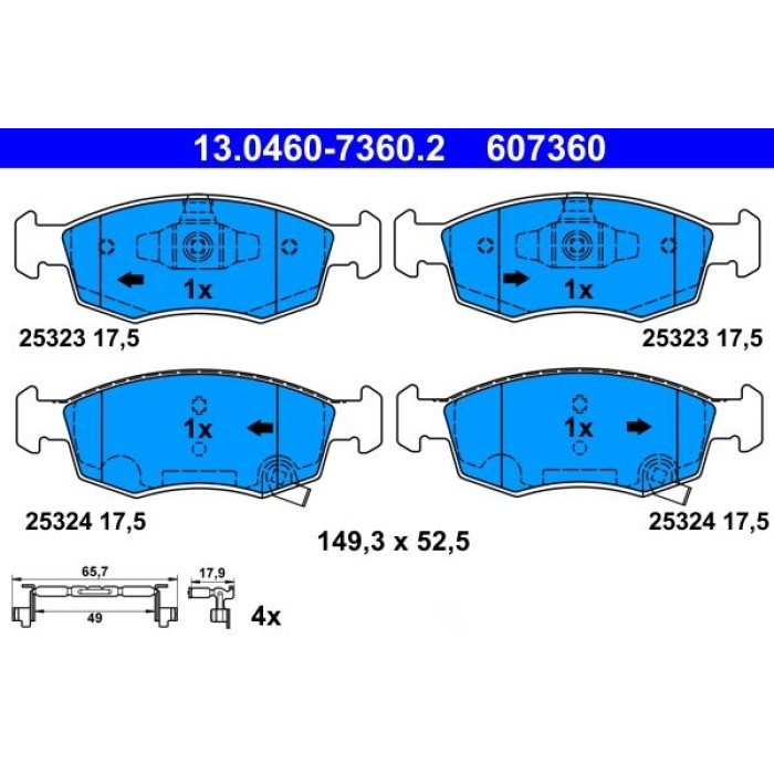 ATE 13.0460-7360.2 Bremsbelagsatz, Scheibenbremse ATE 13.0460-7360.2 Bremsbelagsatz, Scheibenbremse