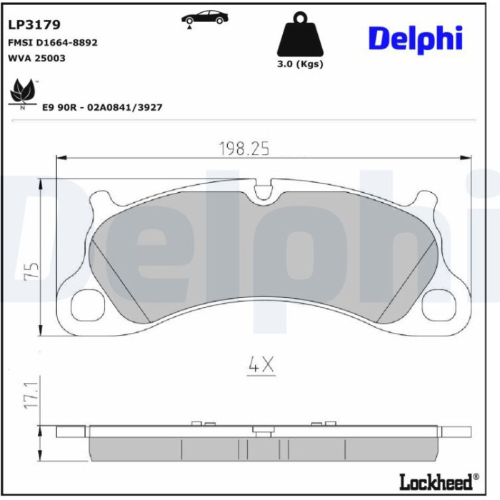 Delphi LP3179 Bremsbelagsatz, Scheibenbremse Delphi LP3179 Bremsbelagsatz, Scheibenbremse