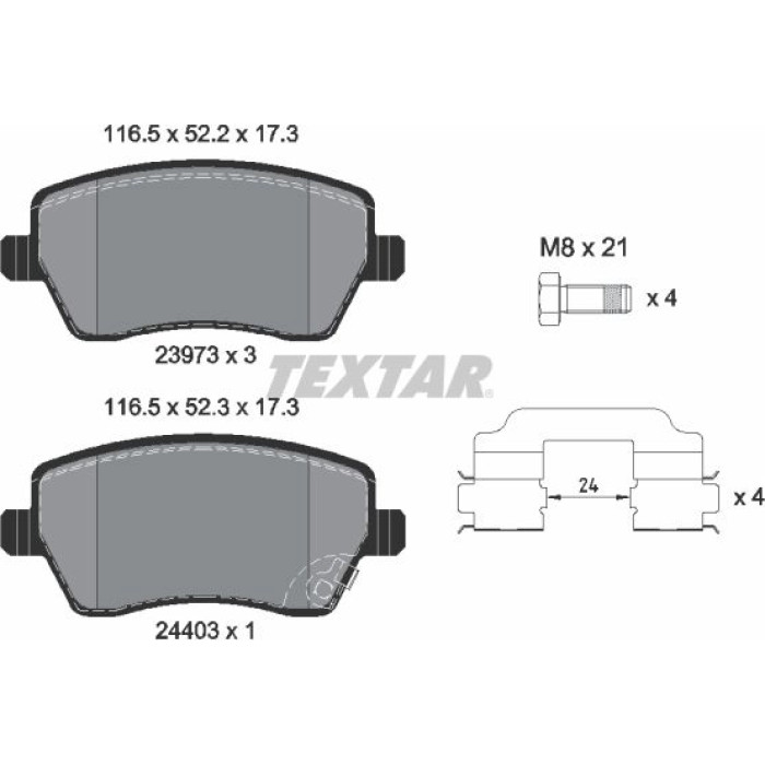 Textar 2397302 Bremsbelagsatz, Scheibenbremse Q+