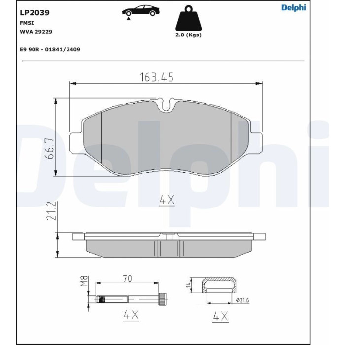 Delphi LP2039 Bremsbelagsatz, Scheibenbremse Delphi LP2039 Bremsbelagsatz, Scheibenbremse