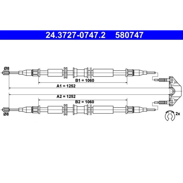 ATE 24.3727-0747.2 Seilzug, Feststellbremse ATE 24.3727-0747.2 Seilzug, Feststellbremse