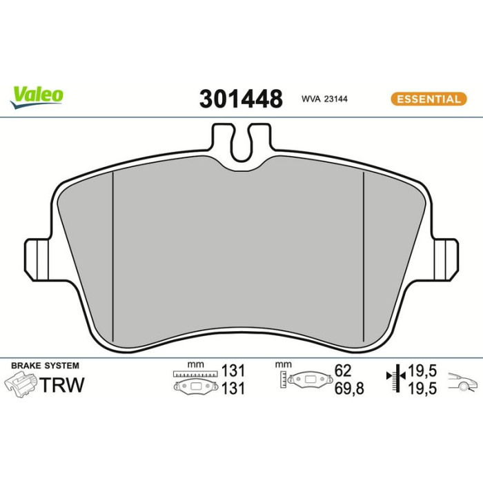 Valeo 301448 Bremsbelagsatz, Scheibenbremse ESSENTIAL