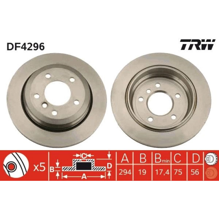 TRW DF4296 Bremsscheibe TRW DF4296 Bremsscheibe