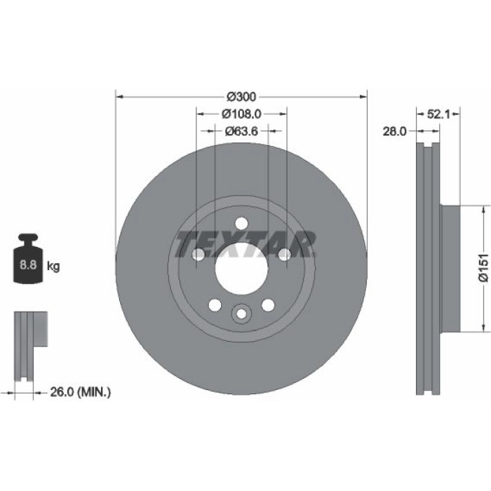 Textar 92159205 Bremsscheibe PRO+ Textar 92159205 Bremsscheibe PRO+