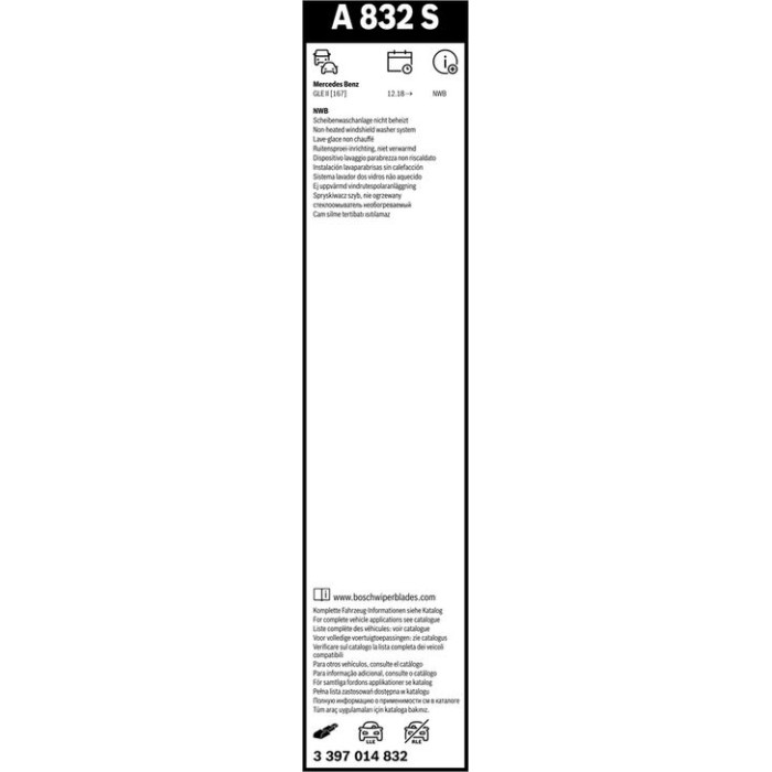 BOSCH A 832 S Scheibenwischer Aerotwin 3 397 014 832 BOSCH A 832 S Scheibenwischer Aerotwin 3 397 014 832