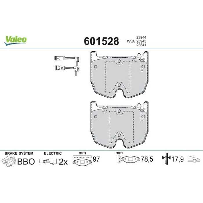 Valeo 601528 Bremsbelagsatz, Scheibenbremse Valeo 601528 Bremsbelagsatz, Scheibenbremse