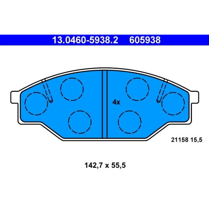 ATE 13.0460-5938.2 Bremsbelagsatz, Scheibenbremse ATE 13.0460-5938.2 Bremsbelagsatz, Scheibenbremse