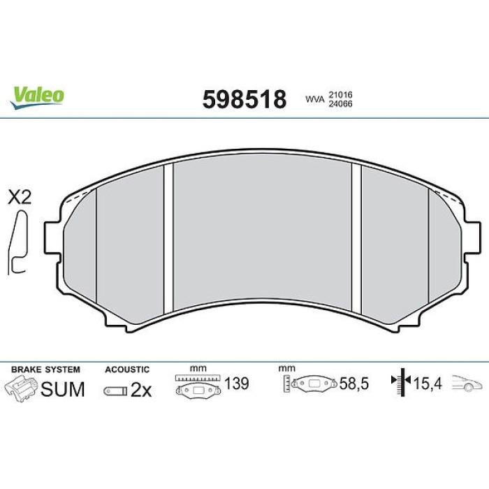 Valeo 598518 Bremsbelagsatz, Scheibenbremse Valeo 598518 Bremsbelagsatz, Scheibenbremse