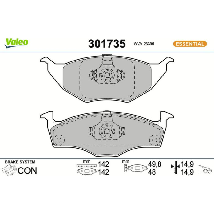 Valeo 301735 Bremsbelagsatz, Scheibenbremse ESSENTIAL Valeo 301735 Bremsbelagsatz, Scheibenbremse ESSENTIAL