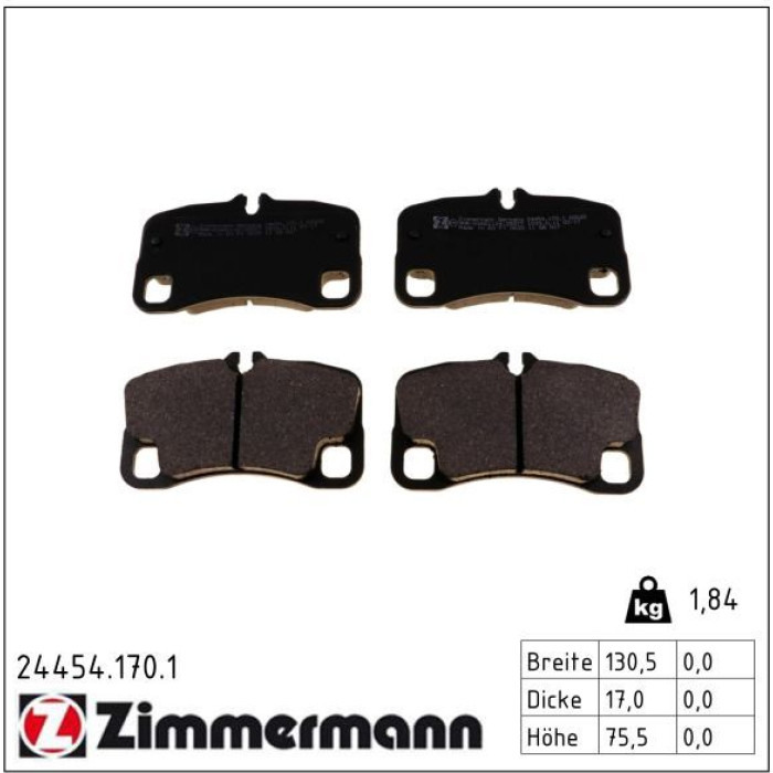 Zimmermann 24454.170.1 Bremsbelagsatz, Scheibenbremse Zimmermann 24454.170.1 Bremsbelagsatz, Scheibenbremse