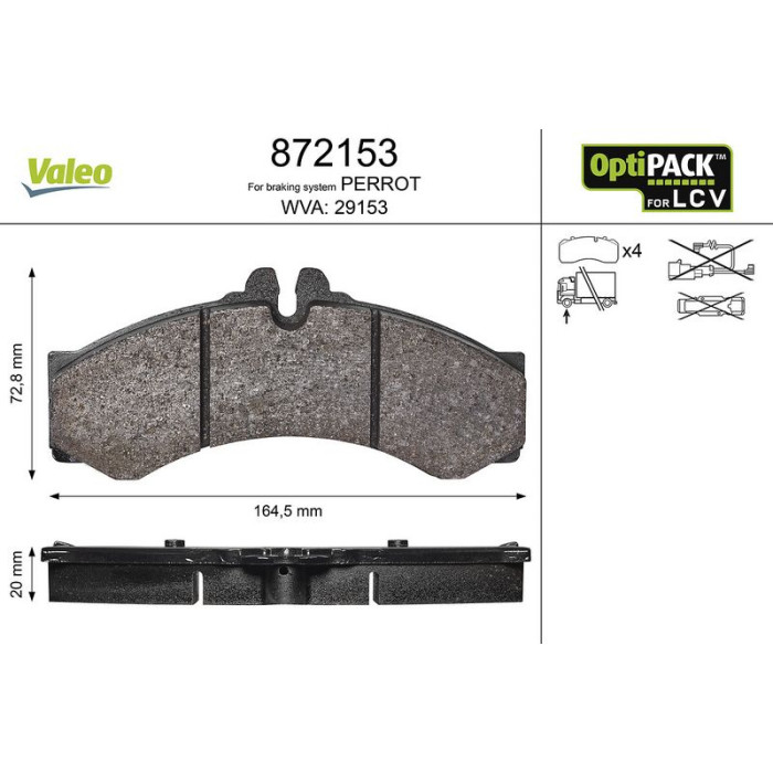 Valeo 872153 Bremsbelagsatz, Scheibenbremse OPTIPACK for LCV Valeo 872153 Bremsbelagsatz, Scheibenbremse OPTIPACK for LCV