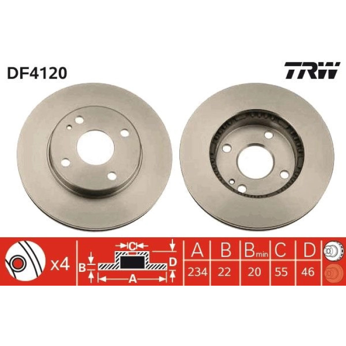 TRW DF4120 Bremsscheibe TRW DF4120 Bremsscheibe