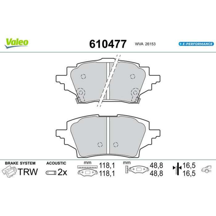 Valeo 610477 Bremsbelagsatz, Scheibenbremse E-PERFORMANCE Valeo 610477 Bremsbelagsatz, Scheibenbremse E-PERFORMANCE
