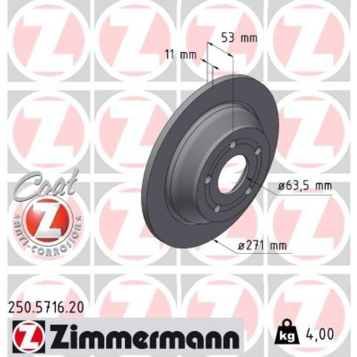 Zimmermann 250.5716.20 Bremsscheibe Coat Z Zimmermann 250.5716.20 Bremsscheibe Coat Z